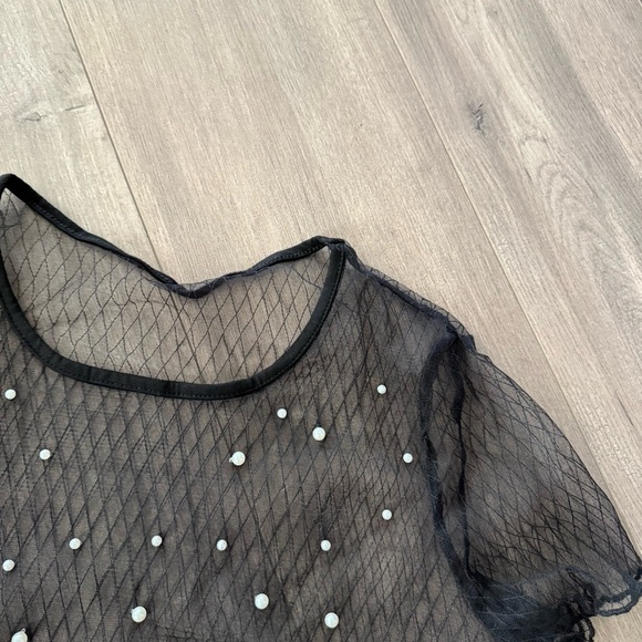 SHEIN Pearl Black Sheer Mesh Top - Picture 3 of 4